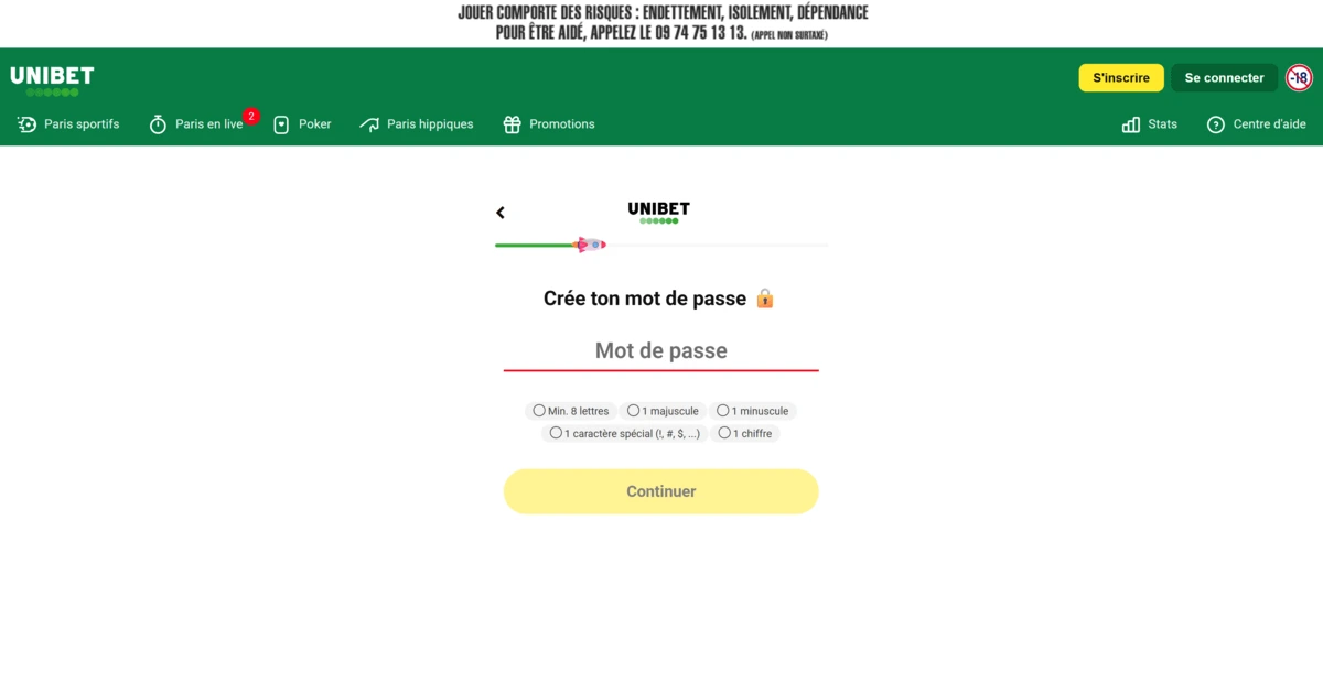 Remplissez le formulaire Unibet pour jouer rapidement en déposant avec Apple Pay.